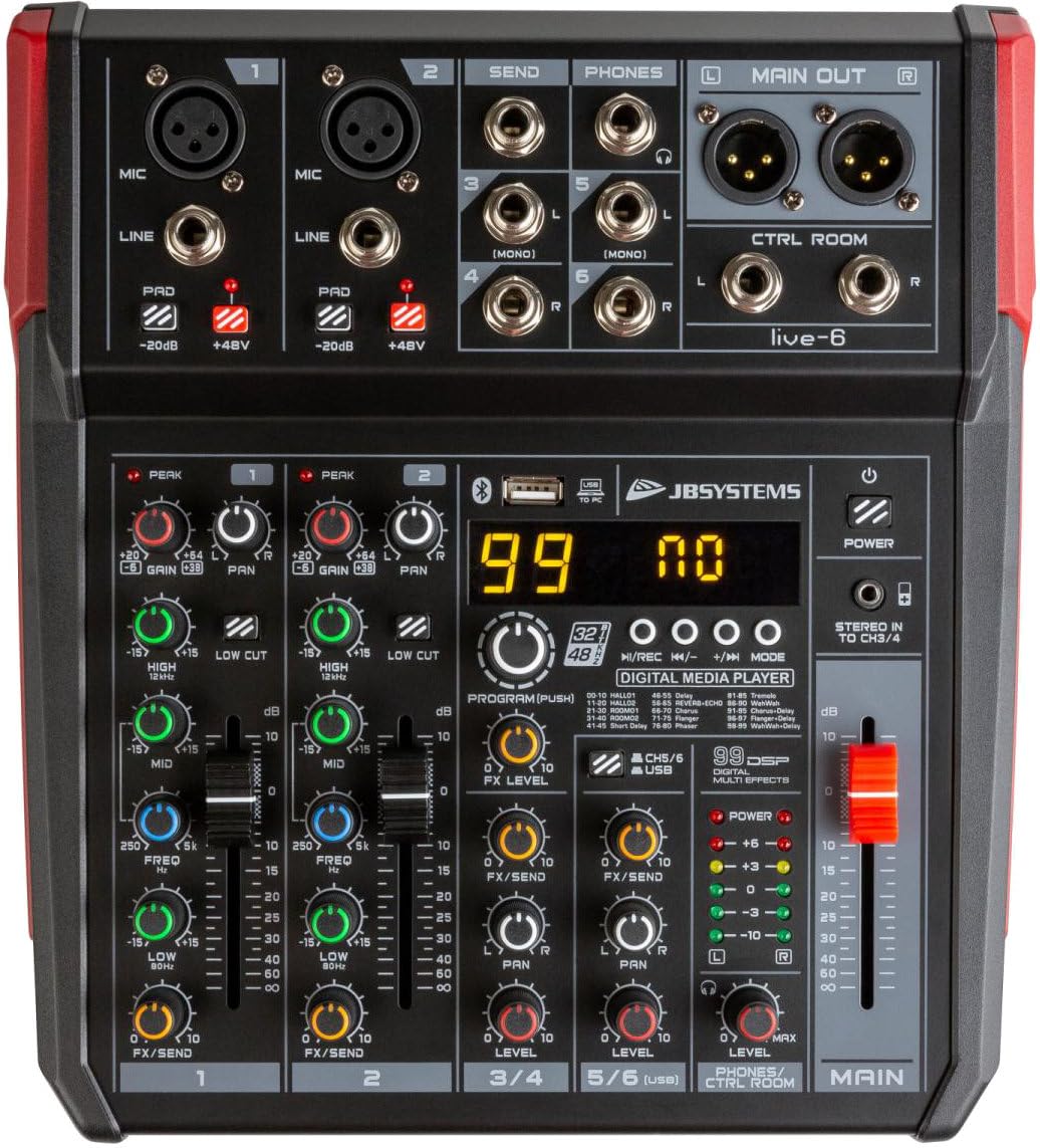 JB systems LIVE-6 4-Channel Mixer with Media Player