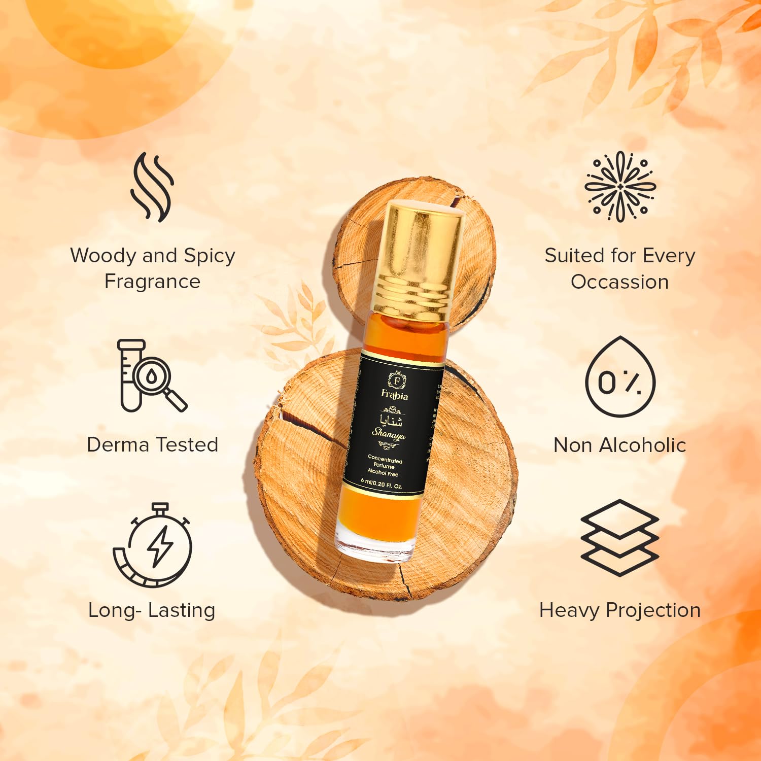 Frabia Shanaya 6ml ATTAR/ITTAR No Alcohol LONG LASTING Roll On Perfume for Men and Women | Saffron, Chocolate, Amber and Woody Fragrance Notes | Ideal for Gift 3