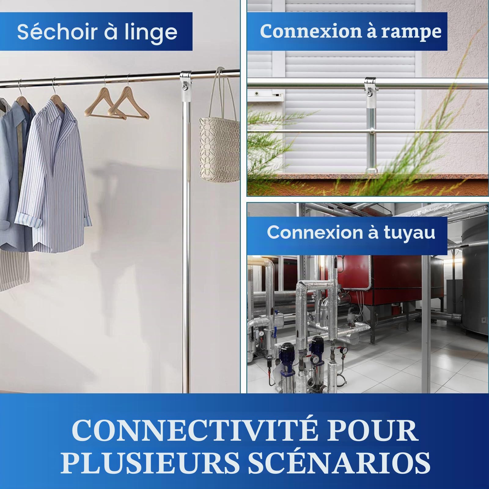 4 PCS Colliers de Serrage en T Inox 25mm, Raccord de Tuyau en T 25mm pour Tube en Aluminium, Tringle à Vêtements, Garde-Corps, pour Raccordement à Tube Rond