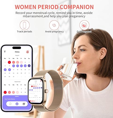Miniatura 4 de Reloj inteligente para mujer (2 bandas), pantalla de seguimiento de actividad física HD de 1.85 pulgadas con función de llamada, impermeable IP68,
