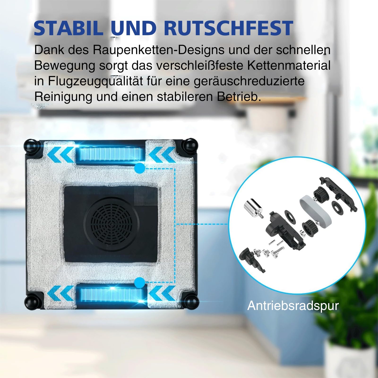 Fensterputzroboter 5600Pa mit 6-Düsen Sprühsystem, Fenstersauger für rahmenlose Fenster, App & Fernbedienung, Automatischer Fensterreiniger, 22.5x22.5x6.5cm