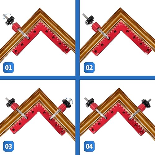 Miniatura 4 de W B D WEIBIDA Paquete de 4 abrazaderas angulares de aluminio para carpintería, abrazaderas de 90 grados, cuadradas, 5.5 x 5.5 pulgadas (5.512 x
