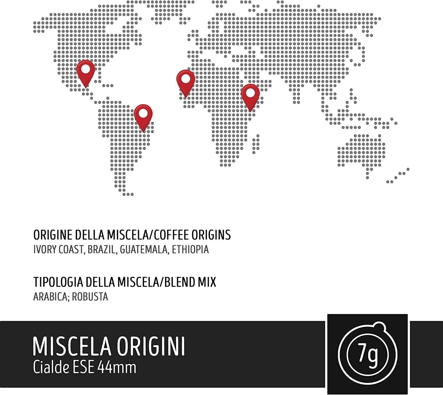 Toraldo - Pastillas de café Blend Origini ESE 44 mm (150 unidades)