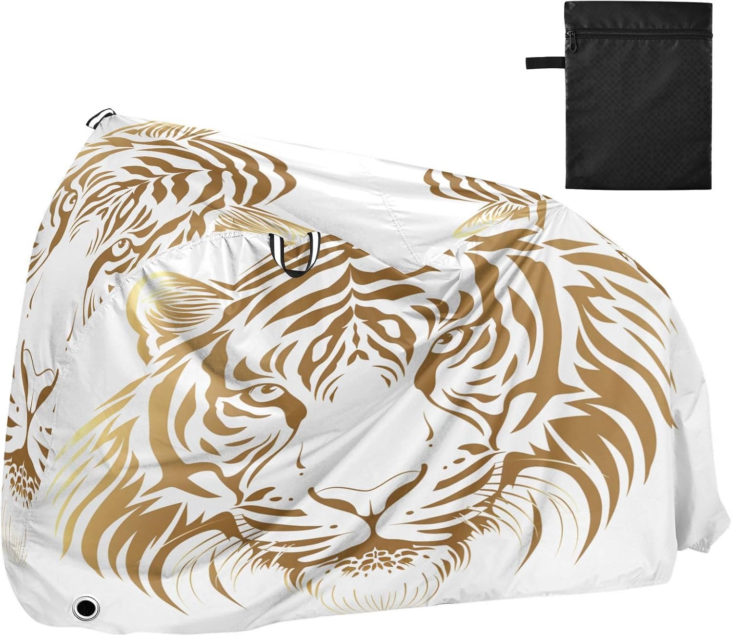 ALAZA Golden Tiger Portrait Bike Cover Waterproof Outdoor Ebike Bicycle Covers Tarp Protection for 1/2 Bikes, Sun UV Dust Wind Proof