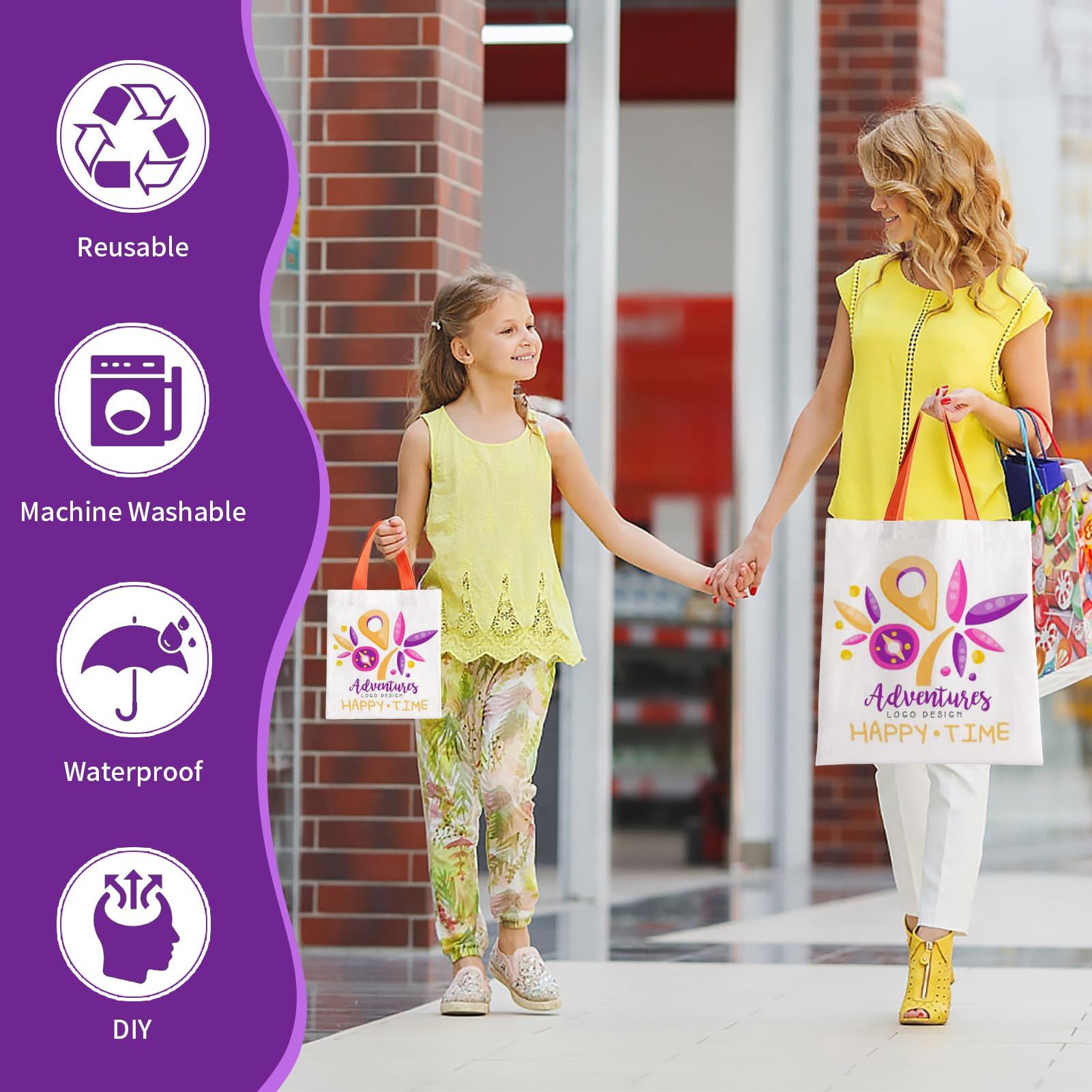 Bolsas de tela de sublimación en blanco, paquete de 20 bolsas de lona reutilizables, bolsas de tela de compras con dos tamaños de bolsas de regalo personalizadas para mujeres, transferencia de calor,
