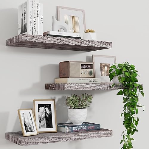 Miniatura 8 de Marsmiles Minwax - Juego de 2 estantes flotantes, estantes de pared de 24 pulgadas, estantes de madera rústica para almacenamiento en la pared,