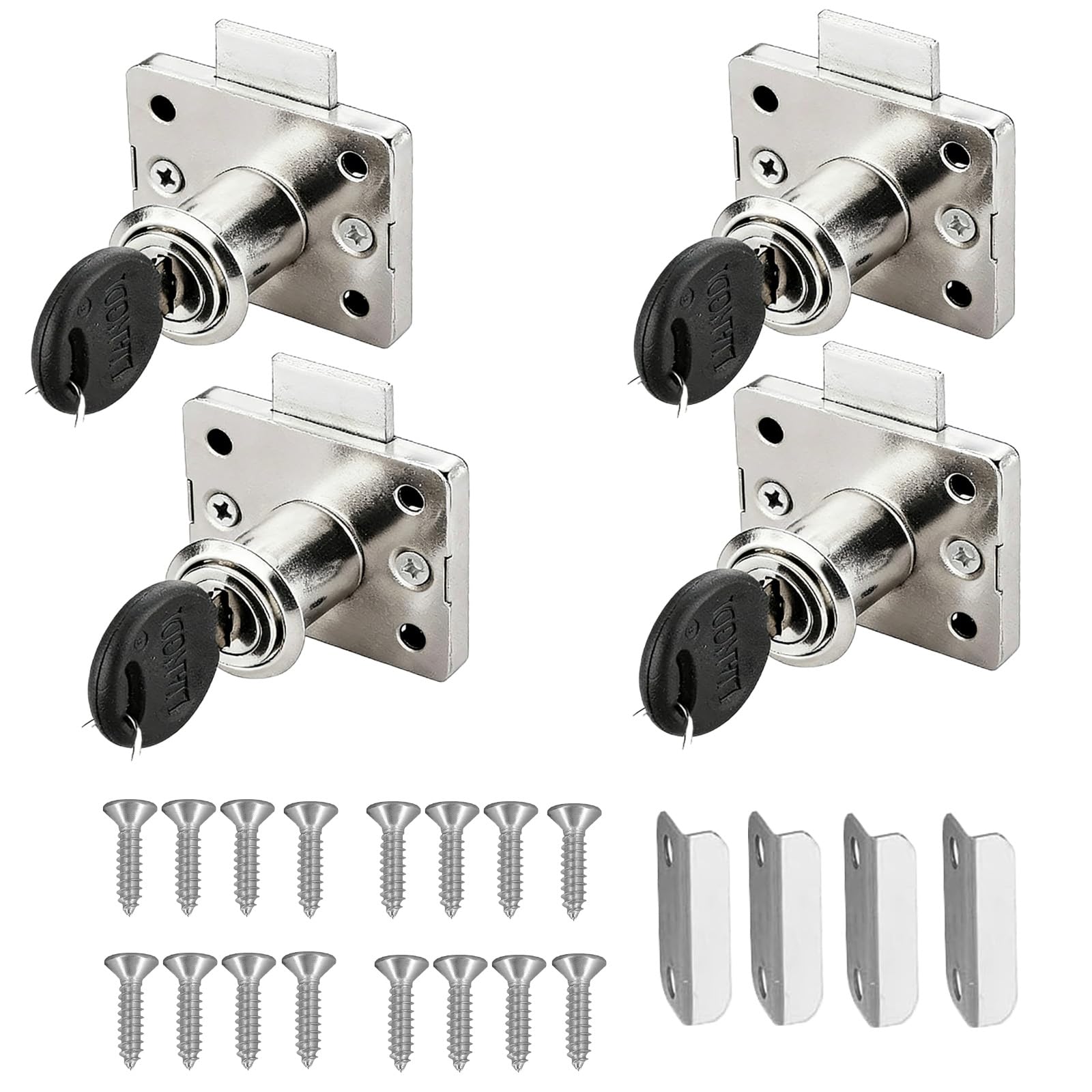 20mm Pack de 4 Cerraduras de Leva con Llave para Armarios y Muebles - Seguridad para Cajones, Buzones y Oficinasx