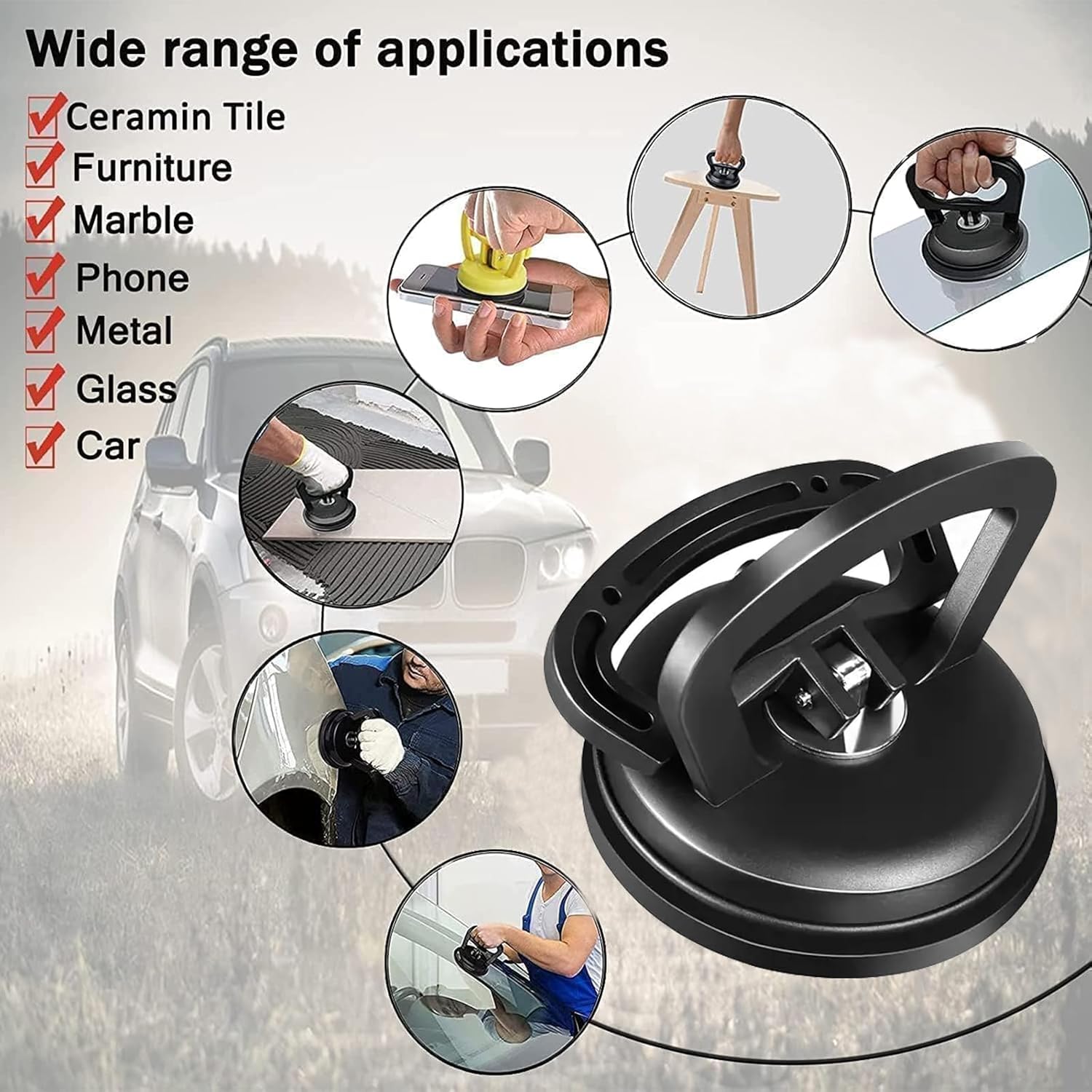 Auronp Dent Puller,Car Dent Puller,3 Pack Handle Lifter,Powerful Car Dent Remover,Suction Cup Dent Puller and Paintless Dent Repair Kit for Car Body Dent 5.4in
