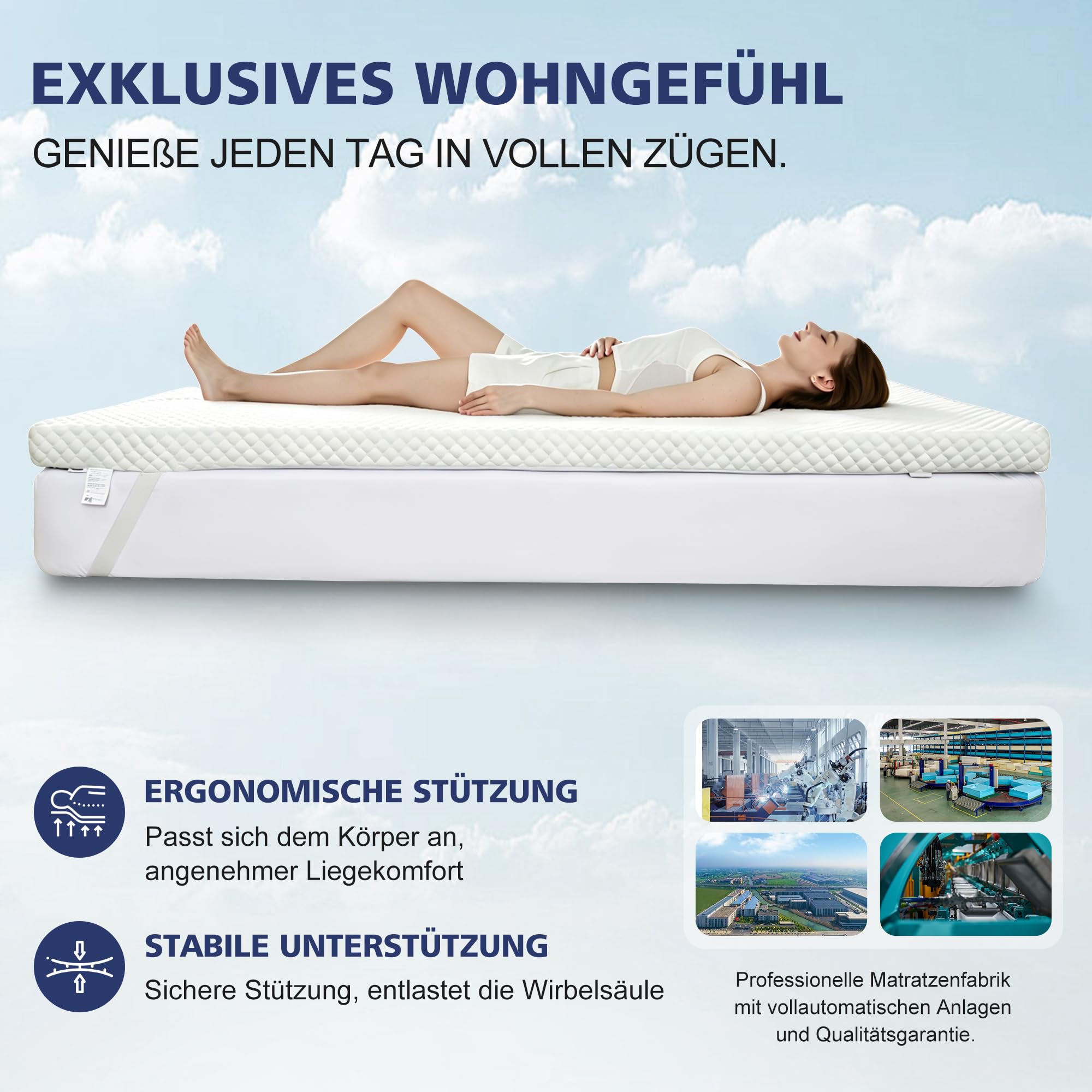 Waxberry Matratzen Topper 180x200cm (H3/H4) - 7,5cm Gel-Memory-Schaum mit 3D-Waben Bambusbezug, Atmungsaktiv & Waschbar Matratzentopper für Boxspringbett, Lattenrost & Schlafsofa