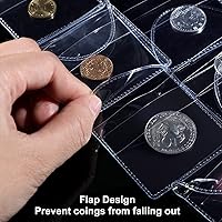 Vista 4 de Mimorou 100 fundas de plástico transparente para monedas, de un solo bolsillo, de 2 x 2 pulgadas, fundas de plástico transparente para cortar