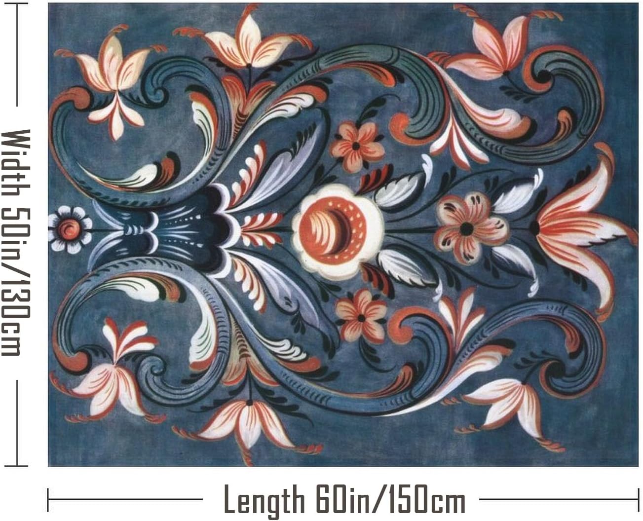 Norwegian Rosemaling Folk Style Flannel Throw Blanket Ultra-Soft Cozy Plush Blankets for Couch Chair Bedroom Living Room Air Conditioning Room 50"x60" - Image 2