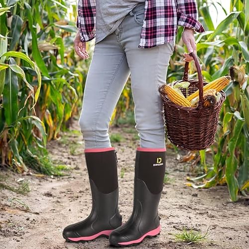 Miniatura 2 de D DRYCODE Botas de goma para mujer con vástago de acero, botas de lluvia cálidas de neopreno de 0.236 pulgadas (0.236 in), botas de lluvia cálidas e