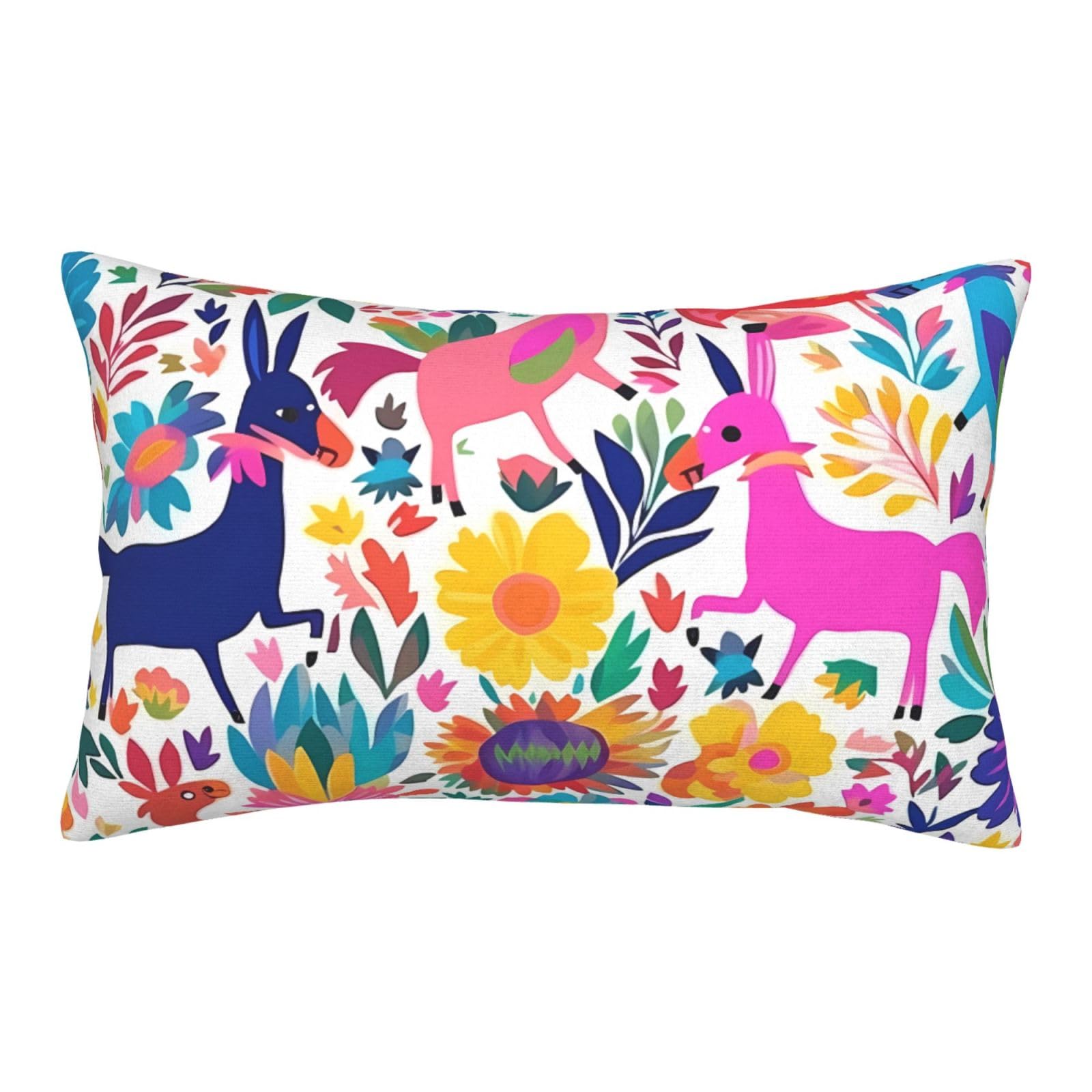 Velvet Pillowcases 14"x20" Ultra Soft Breathable Pillow Cases, Luxury Fuzzy Throw Pillow Covers with Zipper, Mexican Otomi Animals Pillow Shams All Seasons Decorative Cushion Cases for Couch