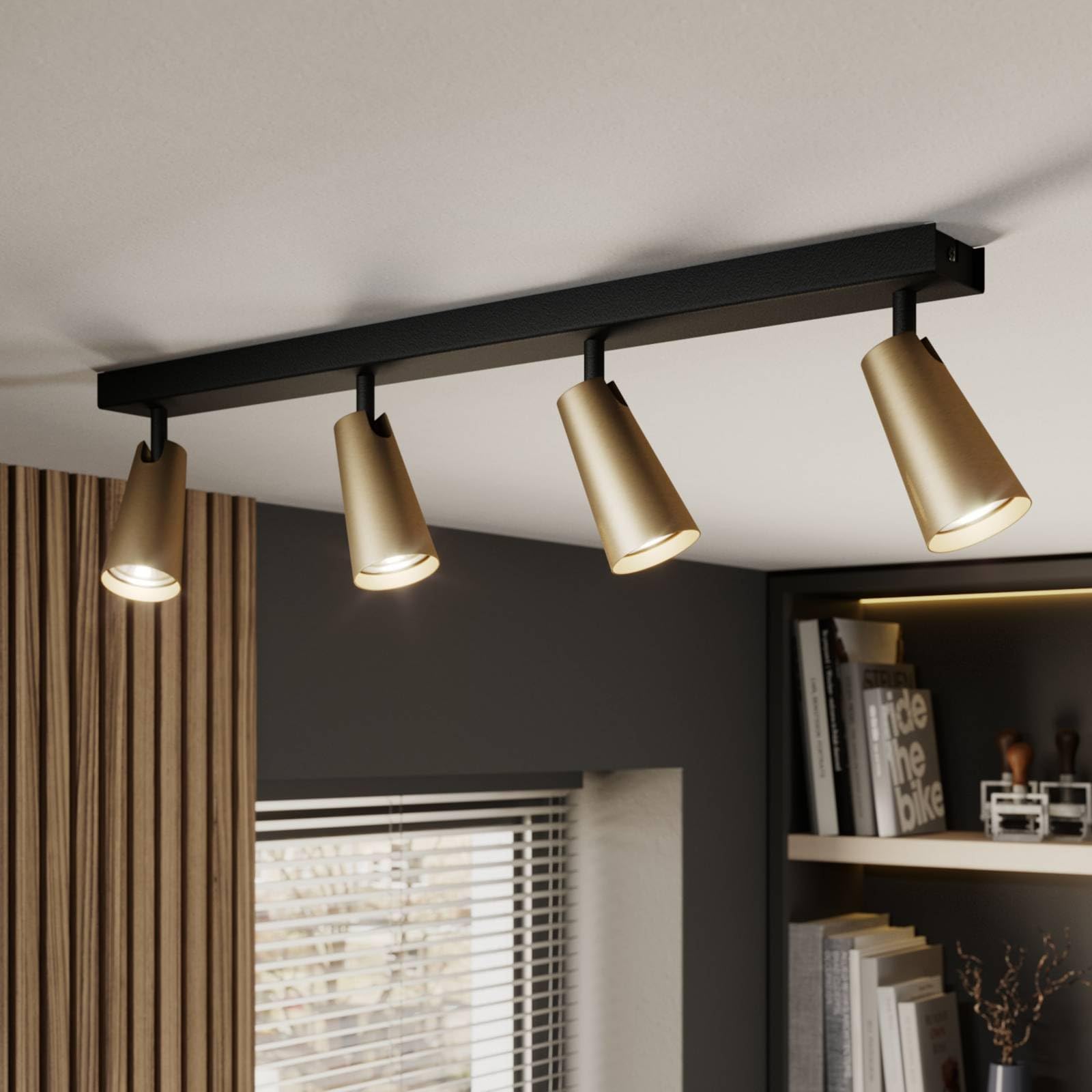 Lucande Strahler Angelina (Skandinavisch) in Schwarz aus Metall (4 flammig, GU10) - Deckenlampe Deckenleuchte Lampe Spot Schlafzimmerleuchte