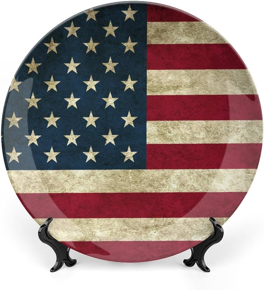 Amazon.com: American Flag Decorative Plate for Wall Hanging USA