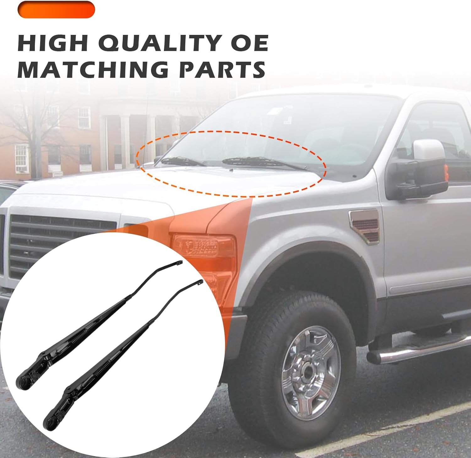 1 Pair Windshield Wiper Arm Compatible with Ford F250 F350 F450 F550 Super Duty 1999-2007 Compatible with Excursion 2000-2005 Replaces 42647 42648 F81Z17527AA F81Z17526AA