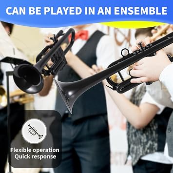 PAMPET Plastic Bb Trumpet Standard Trumpet Set for Student Beginner Black