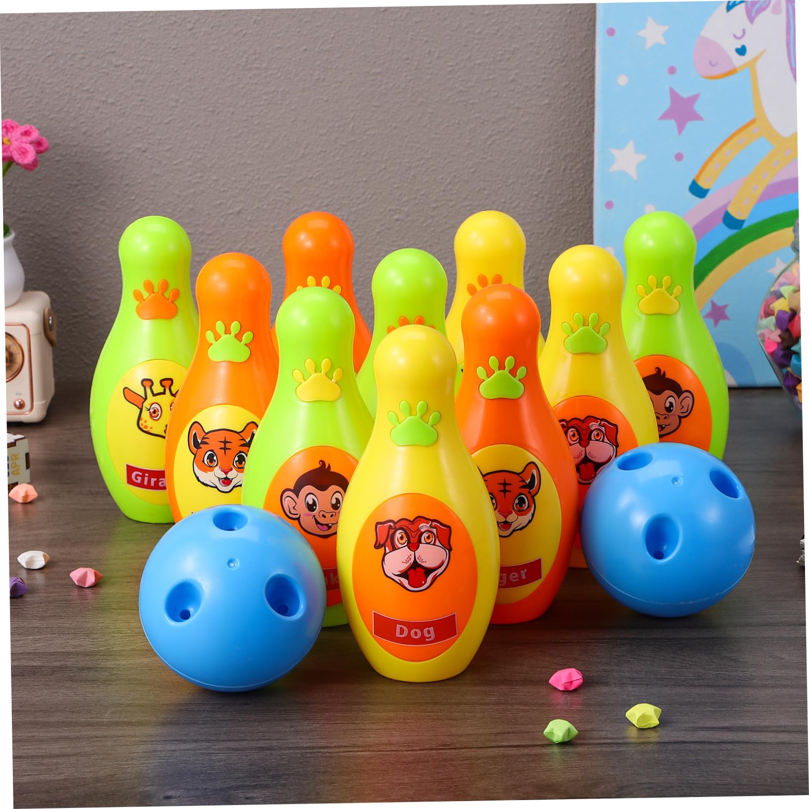 ibasenice Bowling in Plastica per Ragazzo per attività Indoor Ed Outdoor Facile da Montare e Adatto Famiglie e Gruppi