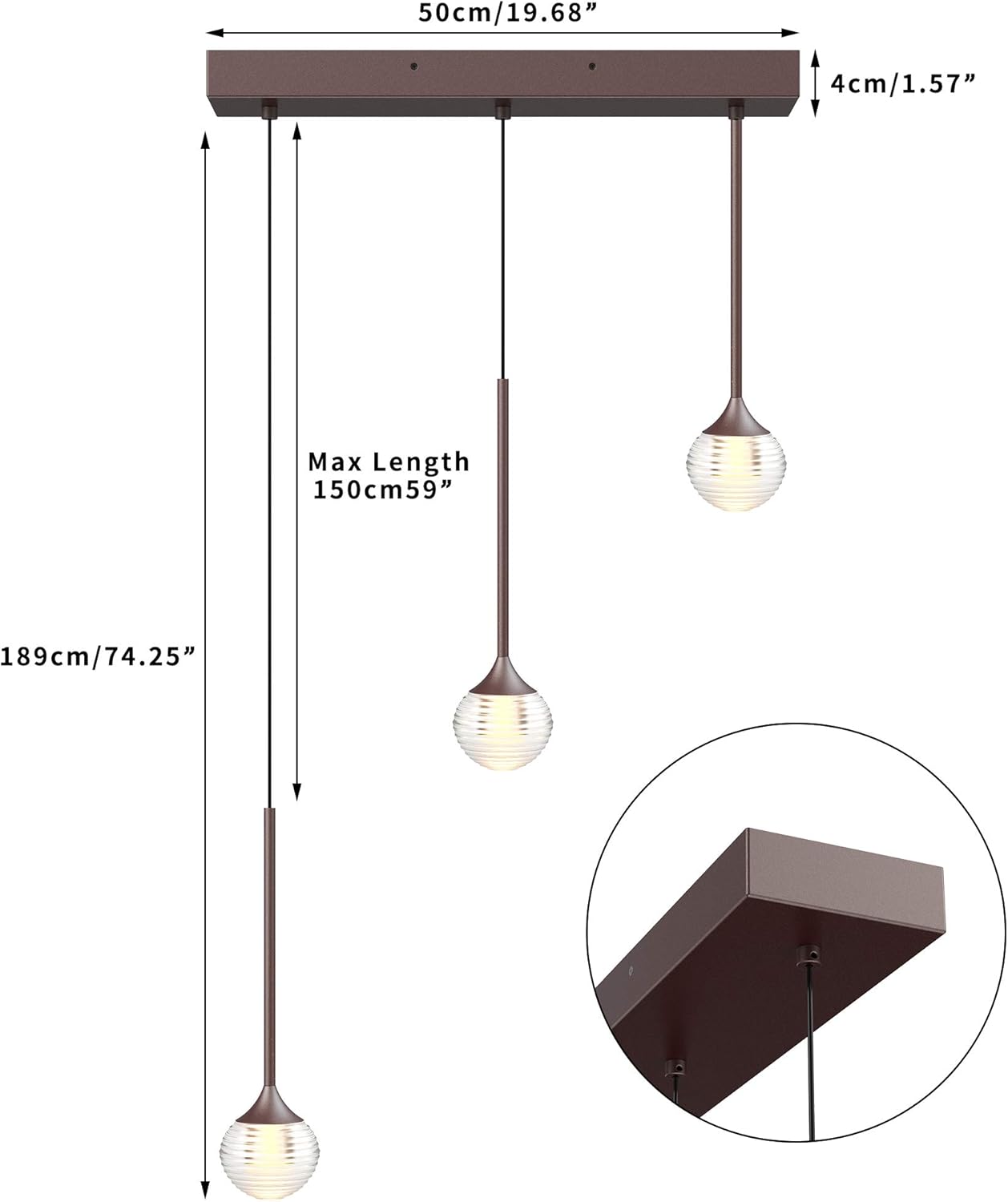 Best Cyber Deals 🔥 IESTARING 3-Light Ceiling Pendant Light, Modern Indoor Mini Premium Crystal Glass Hanging Light Fixture with Adjustable Length for Kitchen Island Dining Room, Bronze Finish (3-Light)