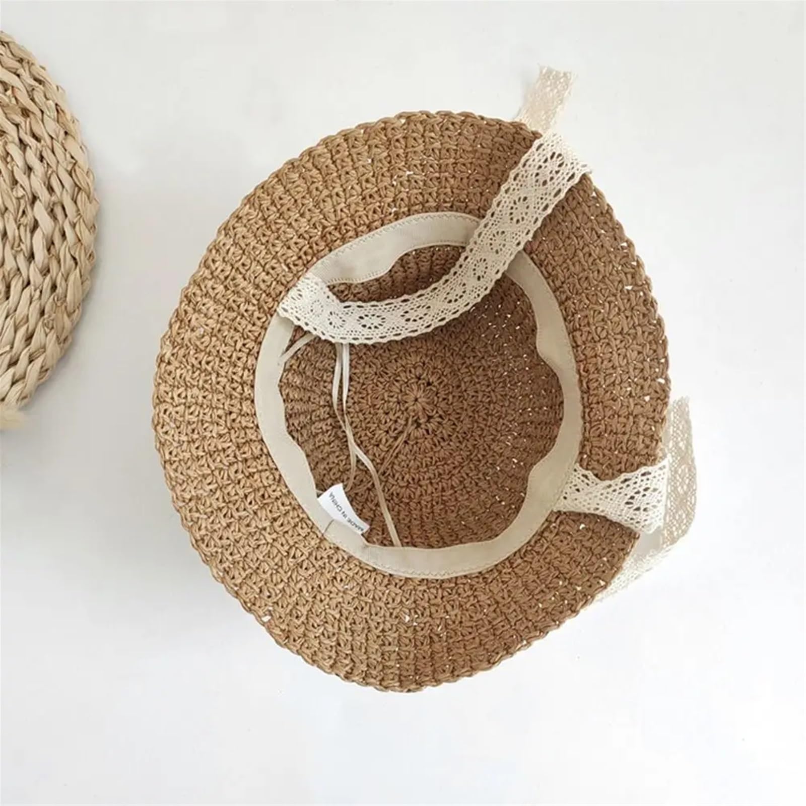 Chapeau de Soleil for Petite Fille, Chapeau de Paille, Chapeau en Dentelle, Chapeau d'été en Paille avec nœud, Chapeau de Plage, Chapeaux de Princesse