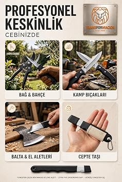 Transformacion Tungsten Çelik Mini Makas Bileme Aleti Ergonomik PVC Saplı Taşınabilir Bağ Bahçe Budama Makası Kamp Bıçağı Baltası Cep Bileyicisi Koruyucu Kapaklı El Bileyici 723522