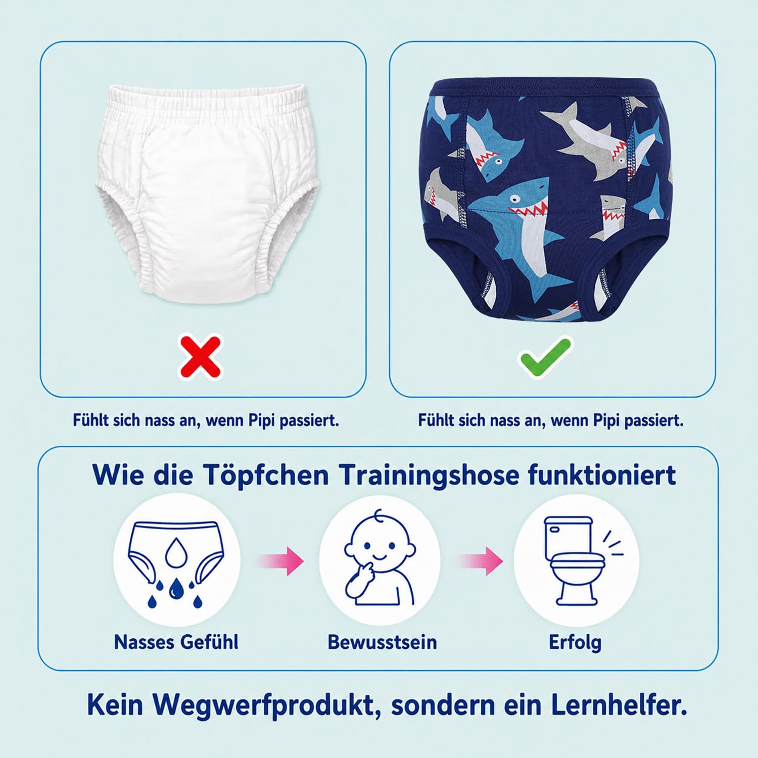 FLYISH DIRECT 2er Pack Kinder Töpfchen Trainingshose, Baby Trainingsunterwäsche – nur für kleine Unfälle
