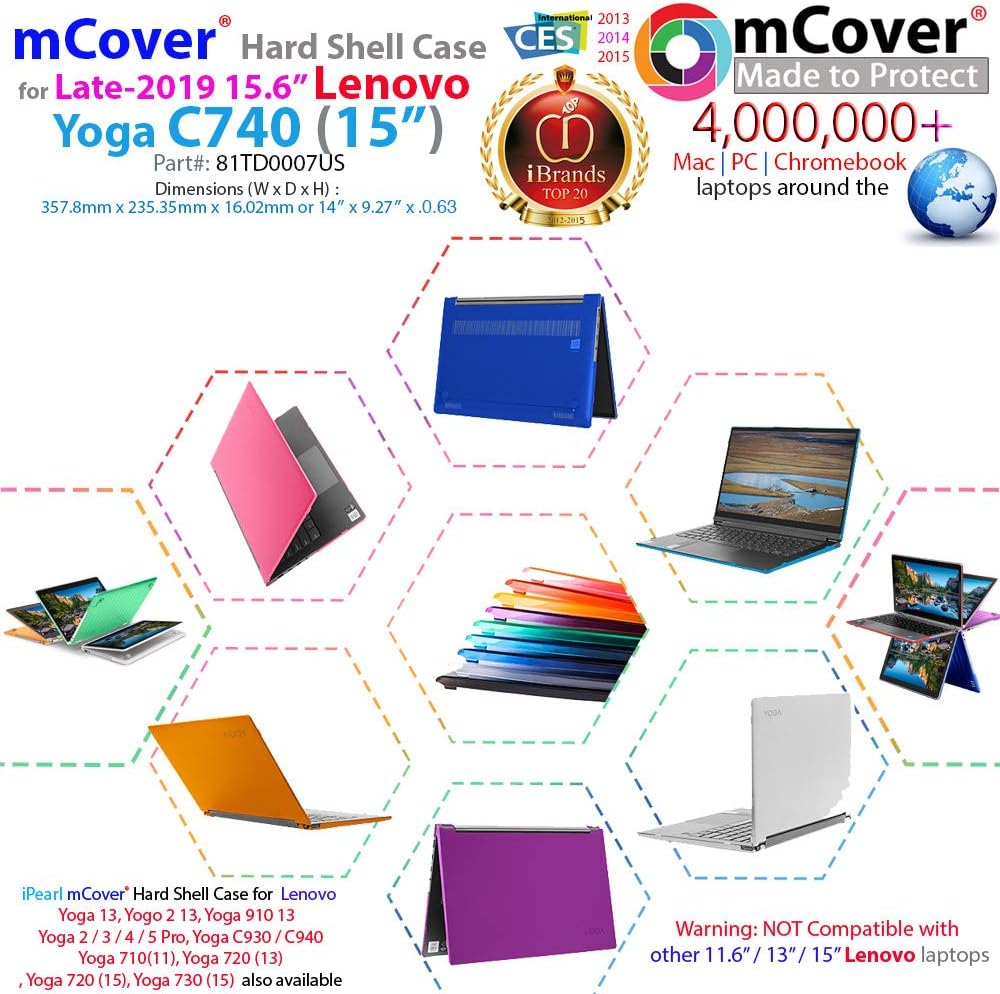 New Deal mCover Hard Shell Case for 15.6 Lenovo Yoga C740 (15) Series 2-in-1 Laptop (NOT Fitting Other Lenovo laptops) (Yoga_C740_15 Aqua) Crazy Clearance mCover Hard Shell Case for 15.6 Lenovo Yoga C740 (15) Series 2-in-1 Laptop (NOT Fitting Other Lenovo laptops) (Yoga_C740_15 Aqua)