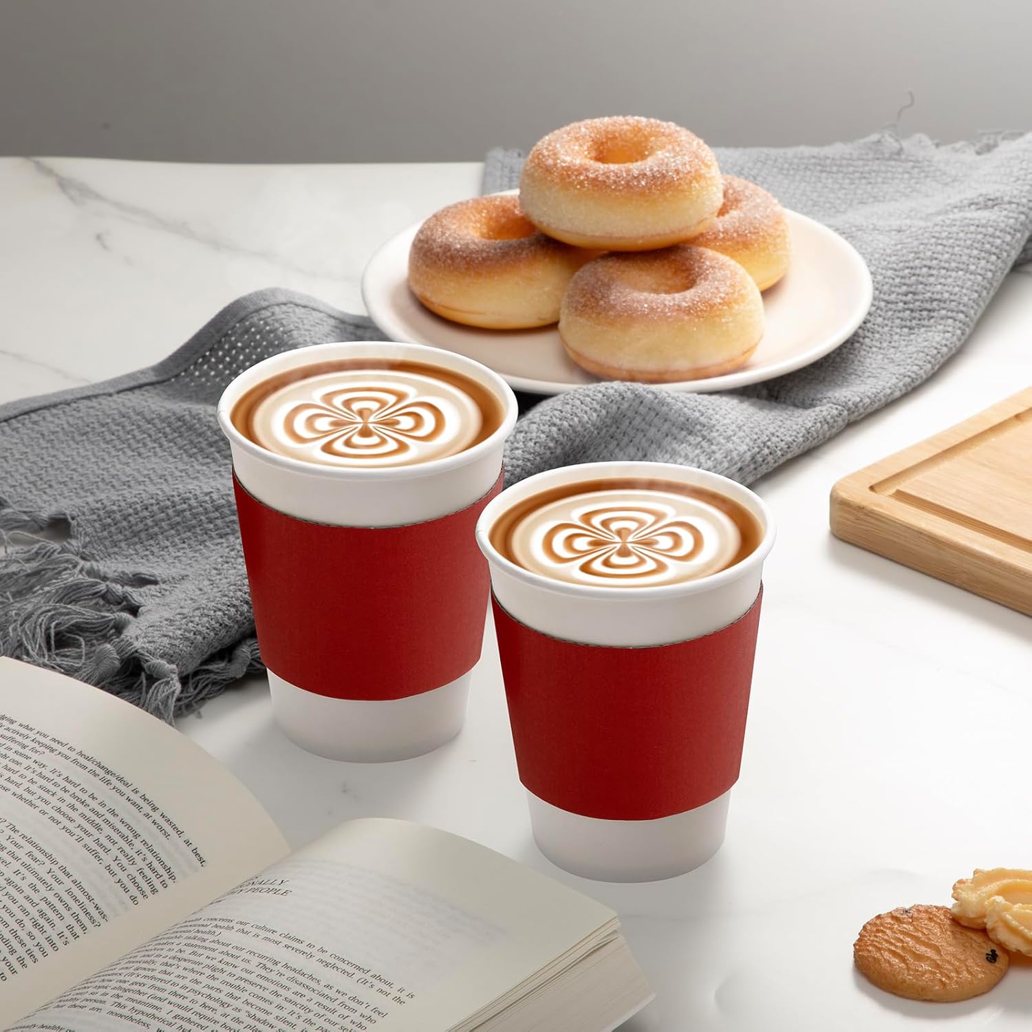 FMP Brands 1000 Pack Coffee Sleeves for 12-24 oz Coffee Cups, Disposable Hot Cup Sleeves, Red Coffee Cup Sleeves Bulk for Hot Drinks, Beverage Insulator and Hand Protection for Hot & Cold Drinks