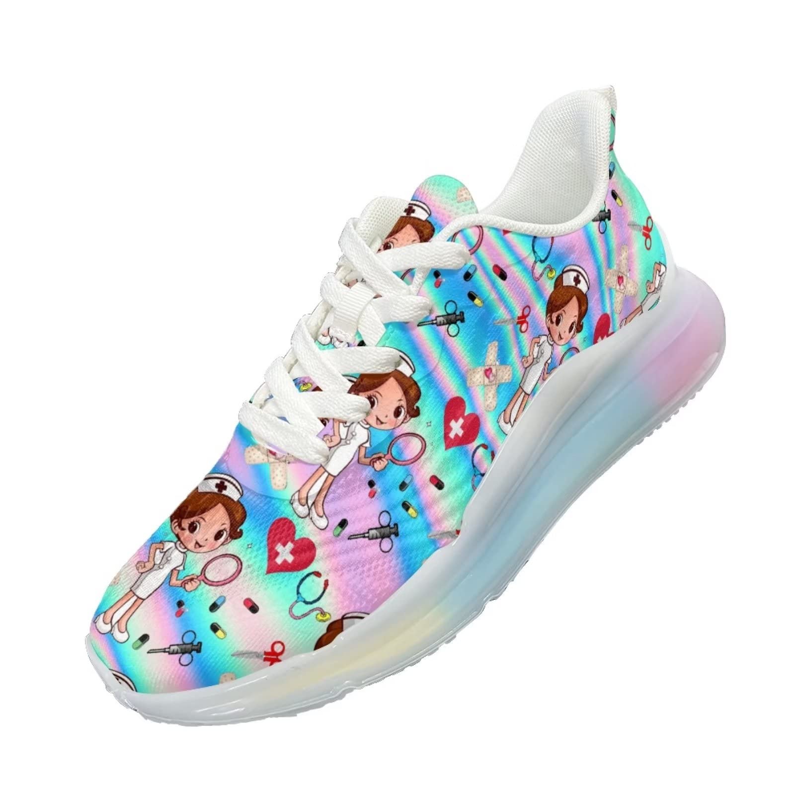 Buty sportowe damskie sportowe sportowe wsuwane trampki damskie buty treningowe oddychające lekkie buty do biegania, Pielęgniarka 17, 39 EU