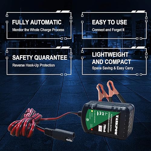 Miniatura 5 de Cargador de batería de 750 mA, cargador de batería de coche de 12 V, cargador de flotador, cargador de goteo y mantenedor de batería para