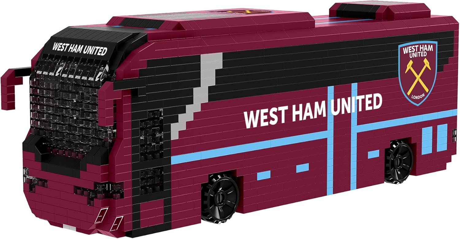  FOCO Officially Licensed West Ham United FC Football BRXLZ Bricks 3D Coach Toy Model - Premier League Construction Toy - 1347 Pieces - Ages 12+ - Sports Merchandise 