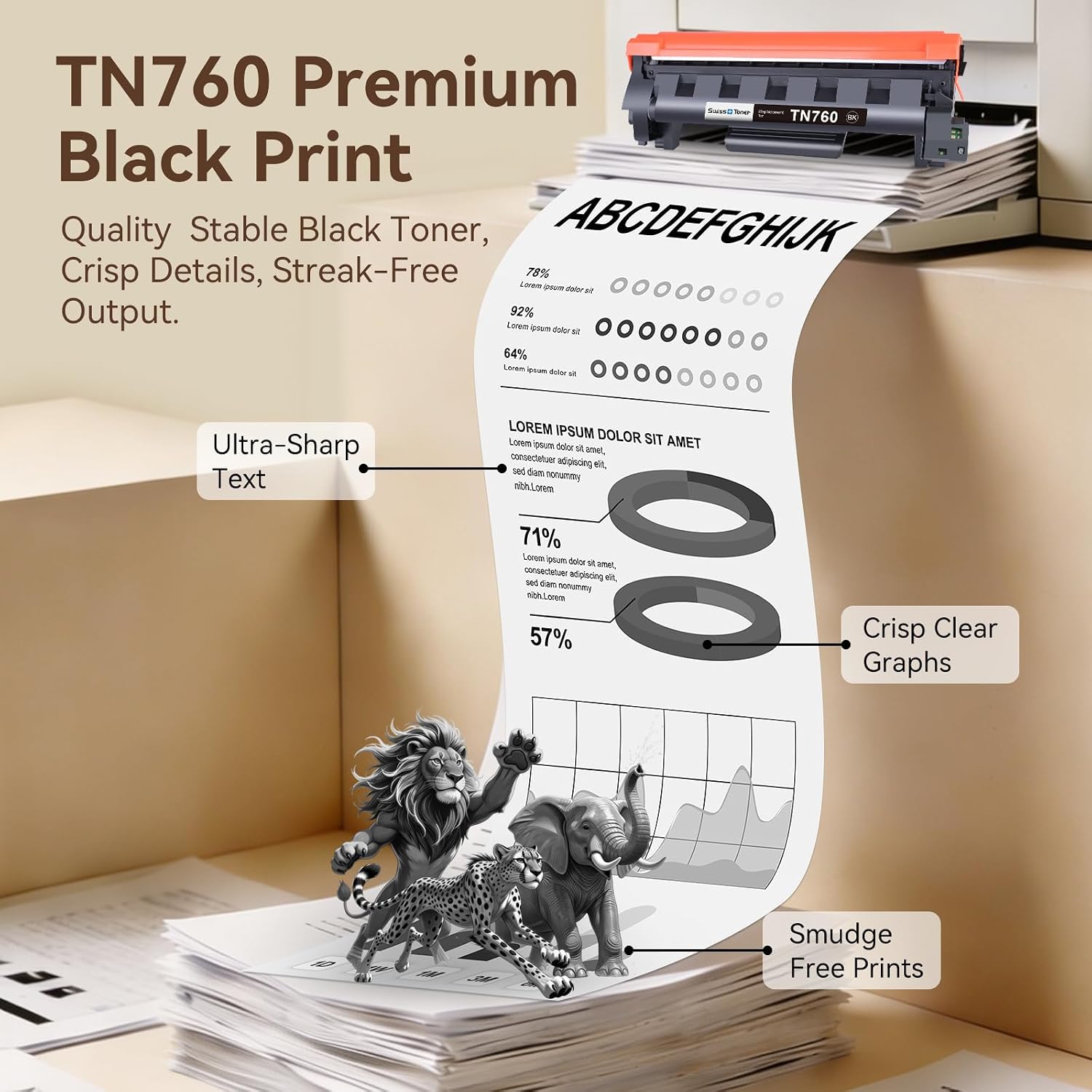 TN760 4-Pack High Yield Black Toner Cartridge Replacement for Brother Toner TN-730 TN-760 Compatible with MFC-L2710DW L2750DW HL-L2395DW L2370DW L2390DW DCP-L2550DW for Daily Business Use