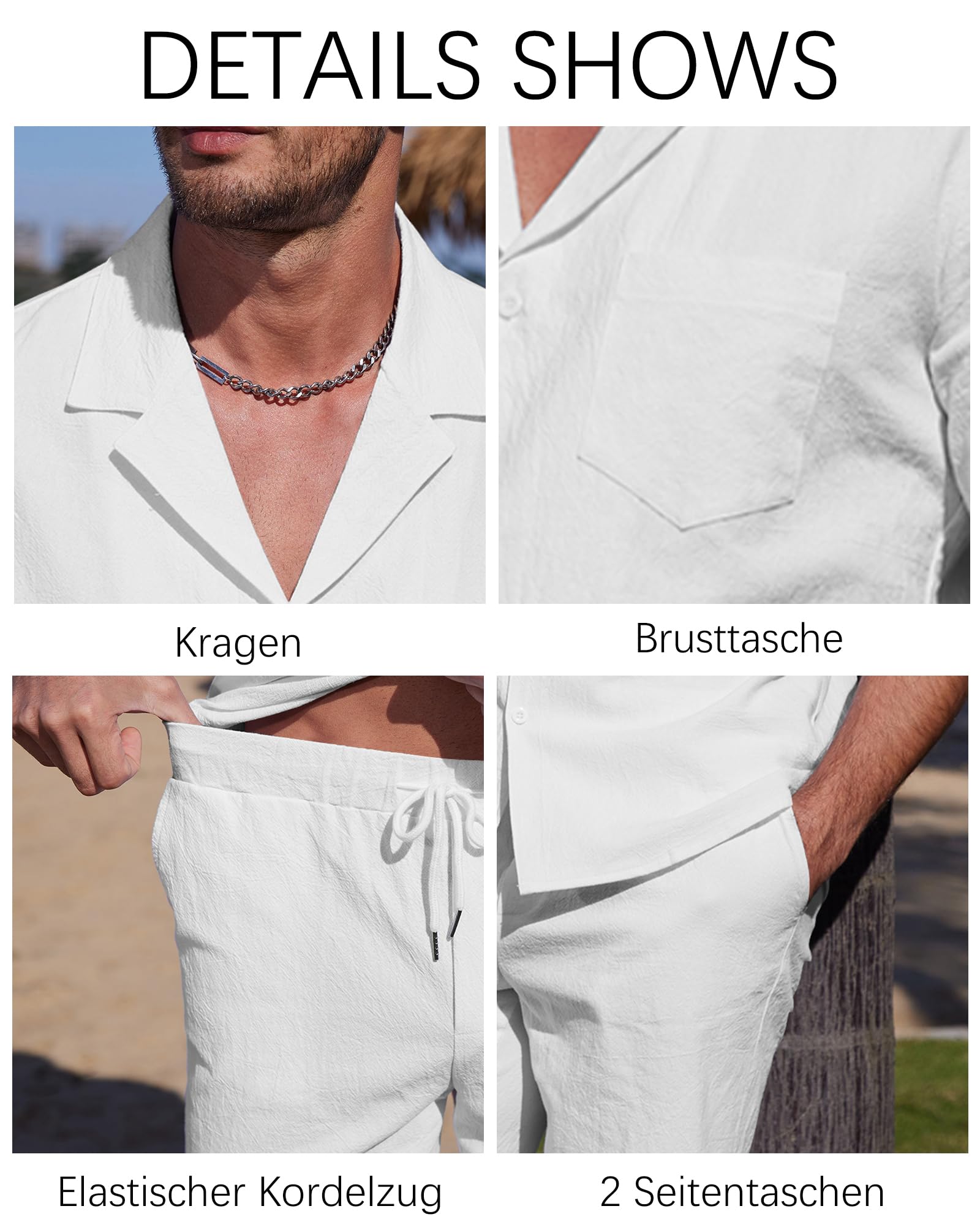 YAOHUOLE Conjunto de camisa y pantalón de lino para hombre, manga corta, pantalones y camisa de lino de manga corta para hombre, ajuste universal de verano