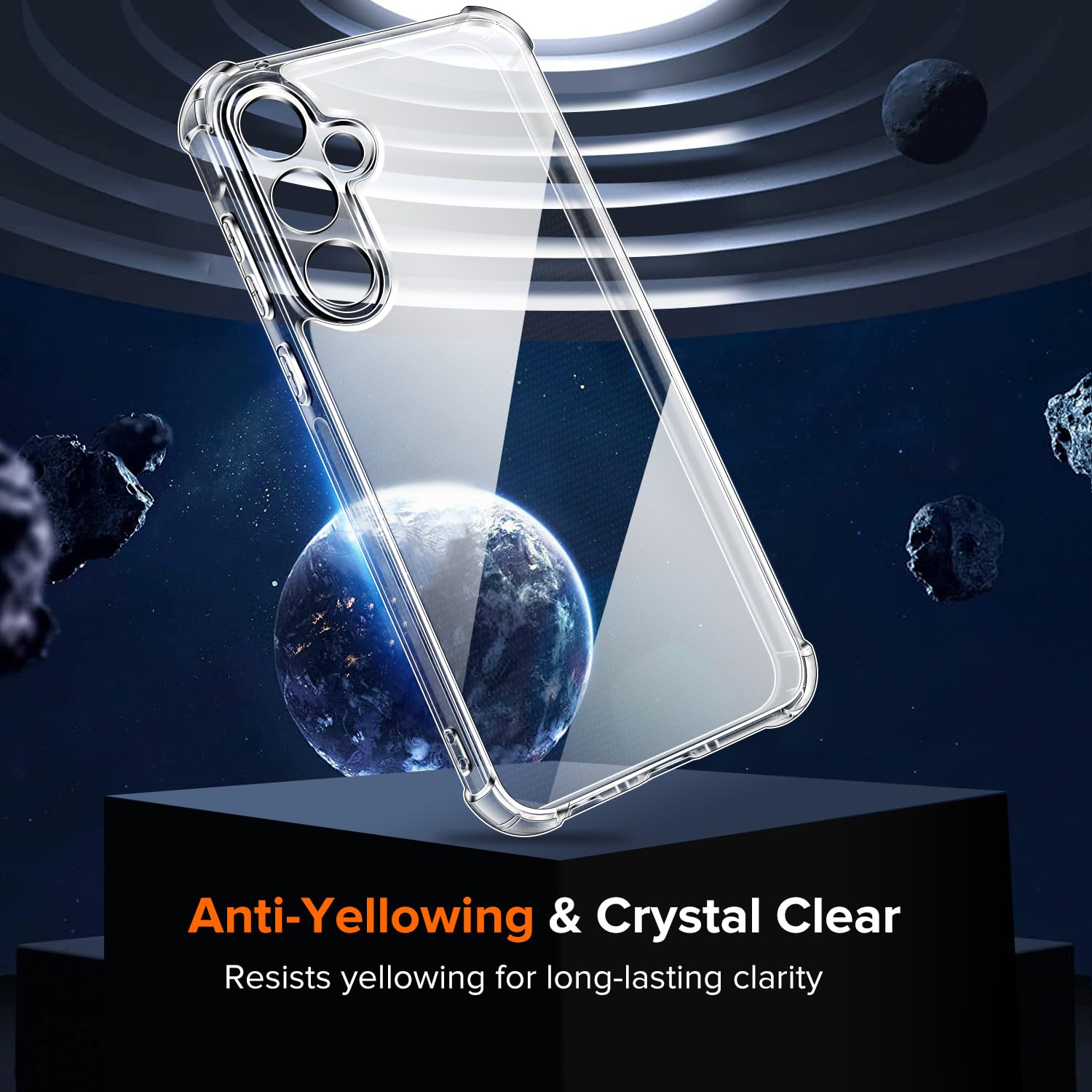 iVoler Anti Ingiallimento Chiaro Cover per Samsung Galaxy A35 5G con 3 Pezzi Vetro Temperato, Custodia Antiurto Trasparente per Assorbimento Degli Urti con Paraurti in TPU Morbido Sottile Case