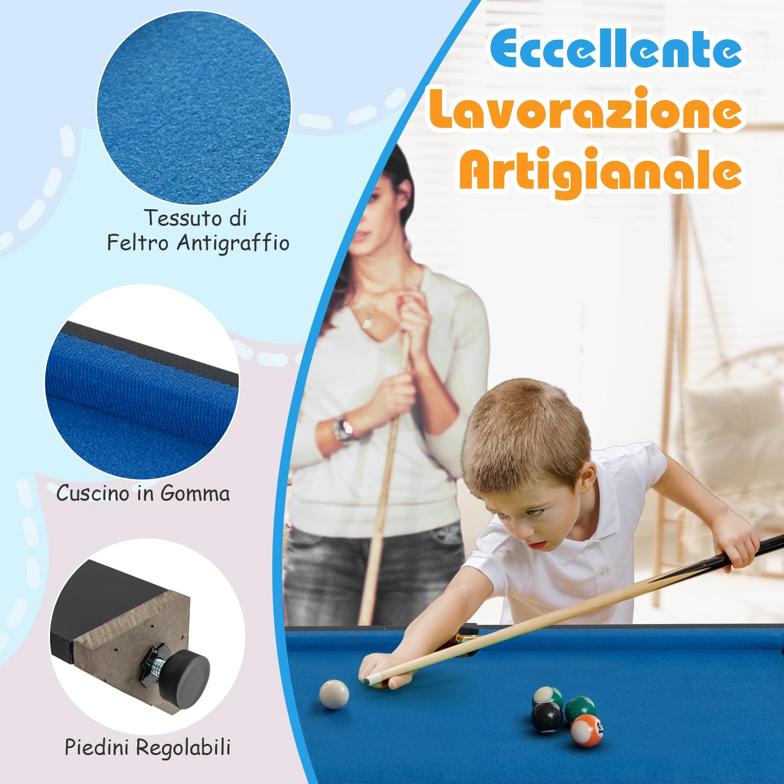 RELAX4LIFE Tavolo da Gioco 6 in 1, Set di Tavolo da Gioco Combo con Basket, Biliardo, Ping Pong, Hockey, Shuffleboard, Bowling per Casa, Stanza dei Giochi, Feste, Serate in Famiglia