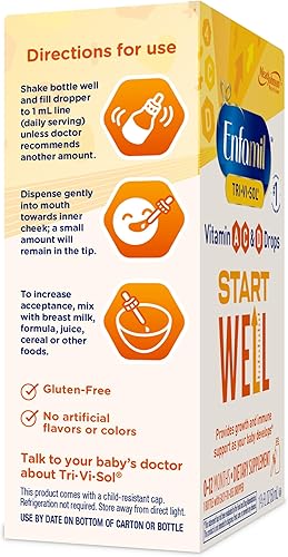 Miniatura 10 de Enfamil Prenatals & Baby Vitamins Tri-Vi-Sol - Gotas multivitamínicas de vitamina A, C y D para bebés, apoya el crecimiento y la salud inmunológica,