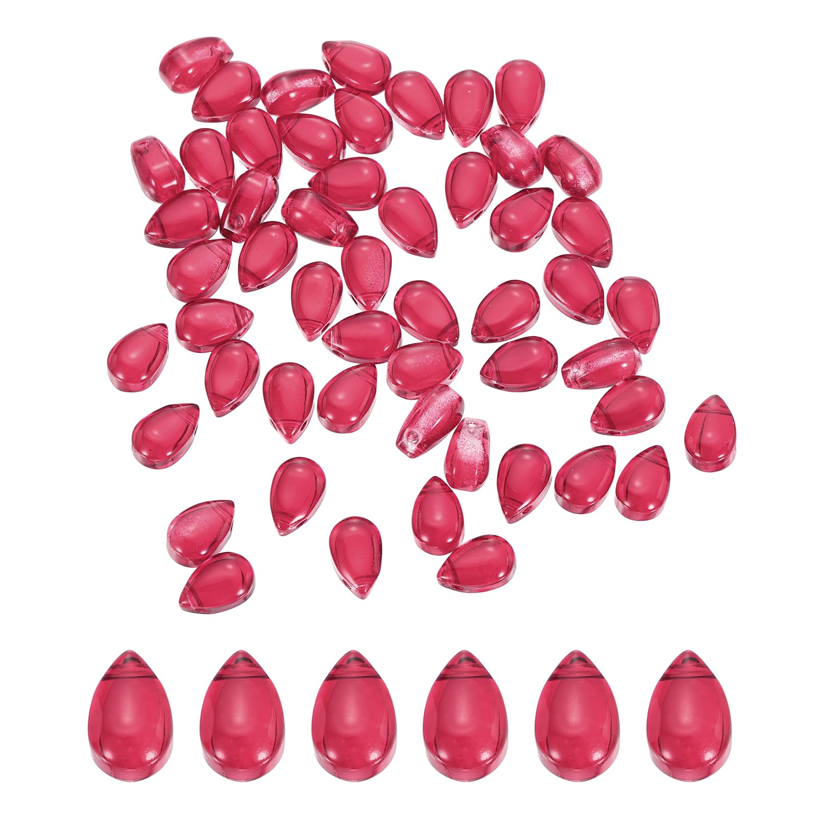 sourcing map 60 Pcs Teardrop Crystal Glass Beads, 6x9mm Teardrop Glass Charm Pendants Water Drop Beads Top Drilled for Jewelry Making DIY Craft Bracelets Necklace, Watermelon Red — image 1