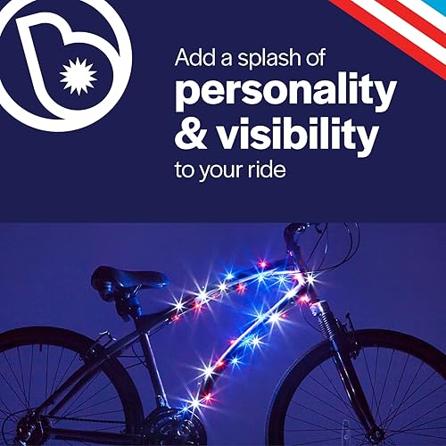 Miniatura 9 de Brightz CosmicBrightz - Cuerda de luz LED para marco de bicicleta, cuerda de 6.5 pies, funciona con pilas con interruptor de encendidoapagado, color