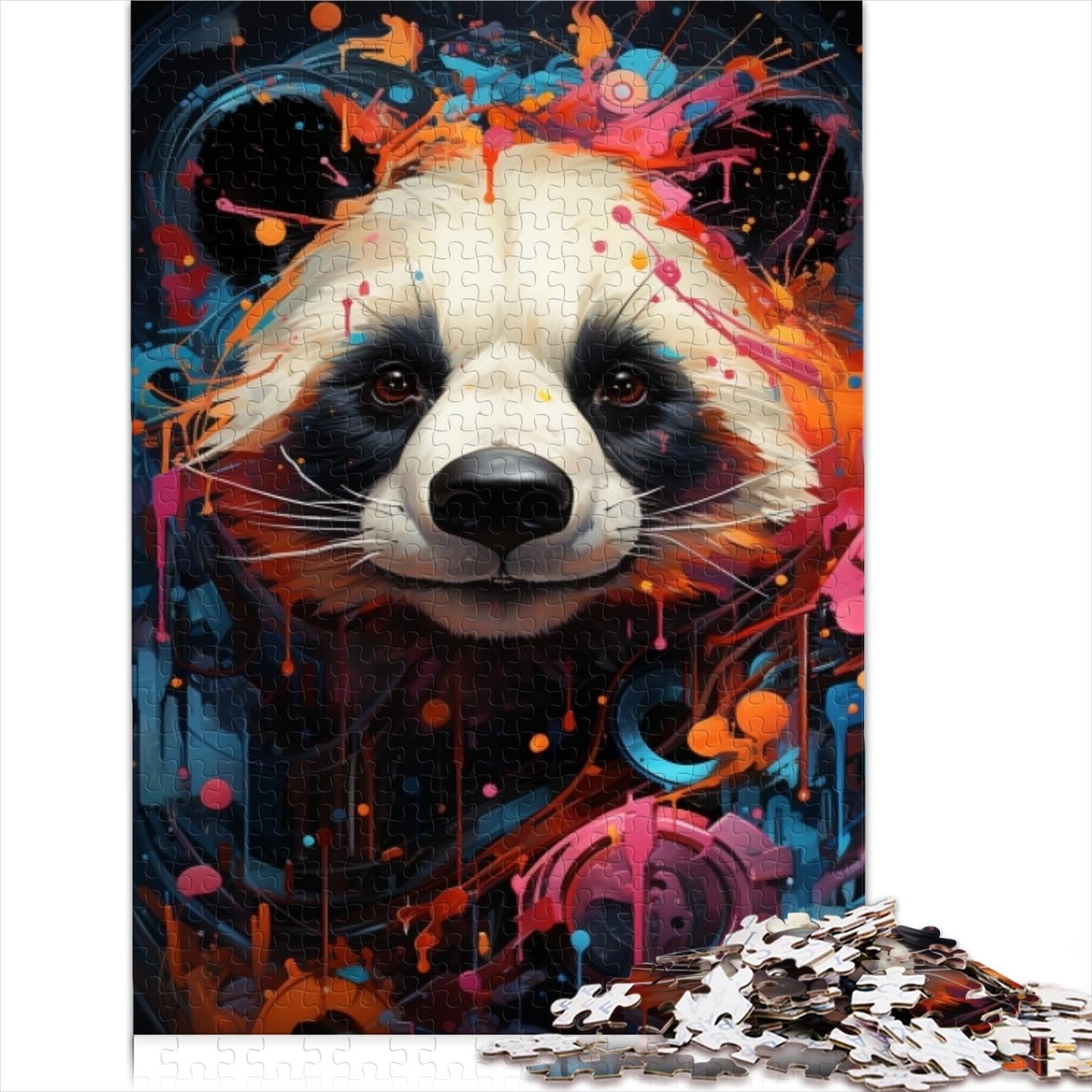 1000 Pezzi Adulti Puzzle Difficili Puzzle Panda Rosso Colorato Gioco Puzzle in Legno Giocattoli Adulti Puzzle Famiglie Puzzle Regalo Giochi Educativi （38x52 cm）