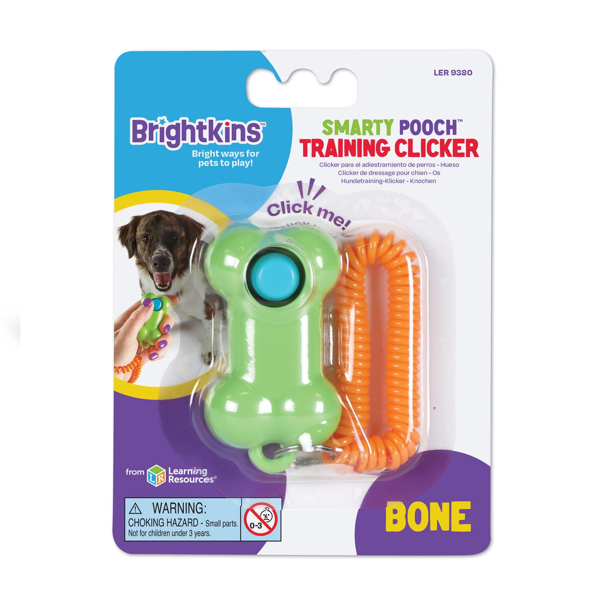 BrightKins Clicker di Addestramento Cane Intelligente: Osso, Clicker di addestramento per Cani con Braccialetto Flessibile, Soluzioni per l'addestramento e Il comportamento dei Cani, 1 Pezzo