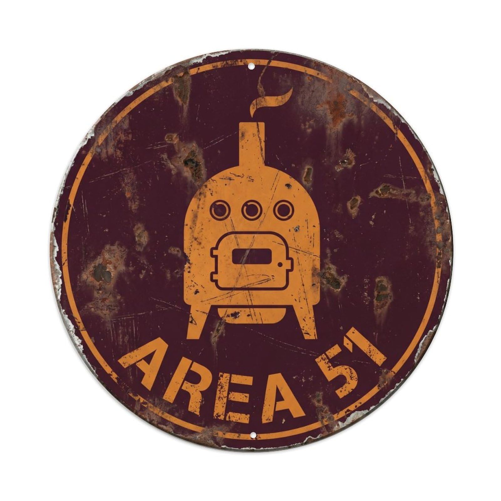 Cwbufd Vintage Style Alien Area 51 Alien Kiln Vintage Metal Tin Sign Plaque Wall Decor For Cafe, Club Bar, Office, Garden Metal Poster 8X8inch
