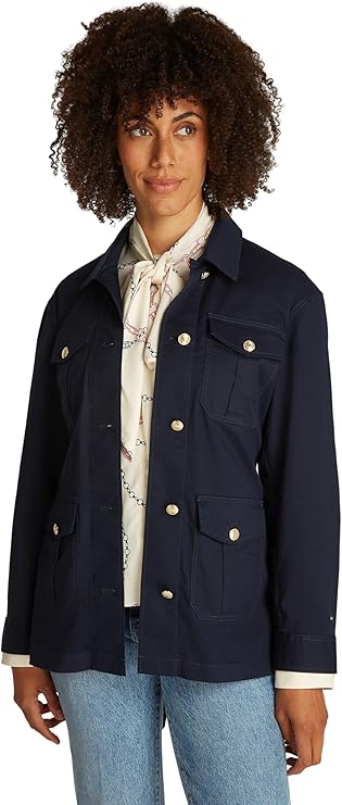 Tommy Hilfiger Damen Utility-Hemdjacke in Dunkelblau mit Brusttaschen – Größe: S