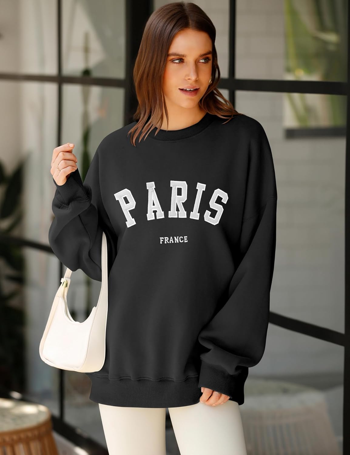 LOMON Oversized Sweatshirt for Women Crewneck Long Sleeve Casual Fleece Tops Graphic Hoodies Pullover Sweater - Image 2