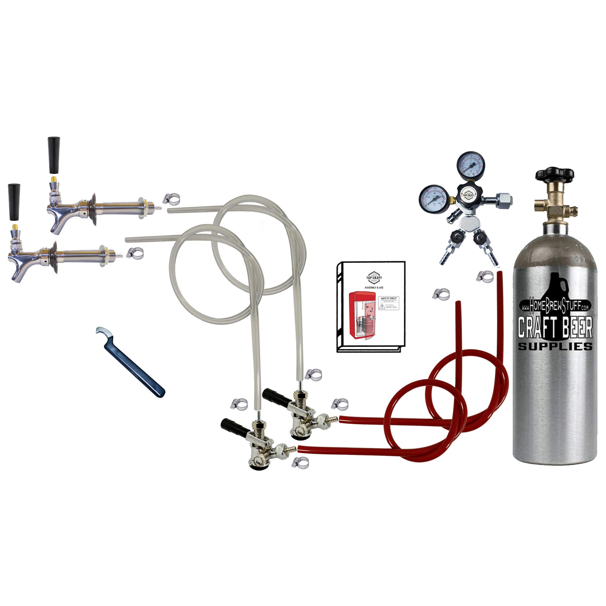 TAPCRAFT 2 Faucet Sanke Kegerator Conversion Kit for Commercial Kegs (2 Faucet w/Reg and Tank)
