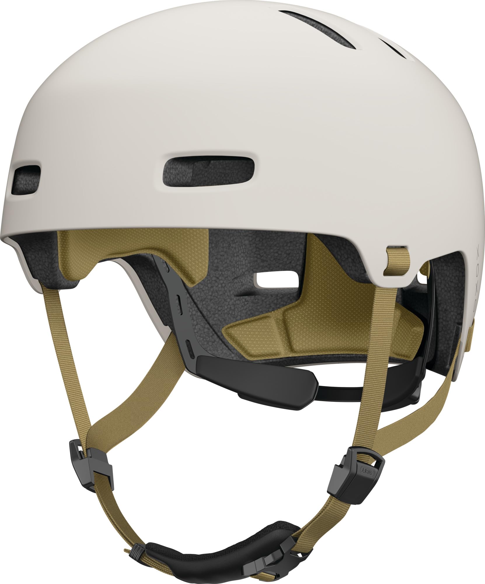 ABUS Kask rowerowy XOXO ECO, kask miejski w stylu skate, rozmiar L, Taupe | Zrównoważony kask z materiałów z recyklingu dla kobiet, mężczyzn i młodzieży, idealny do jazdy na desce i hulajnodze.