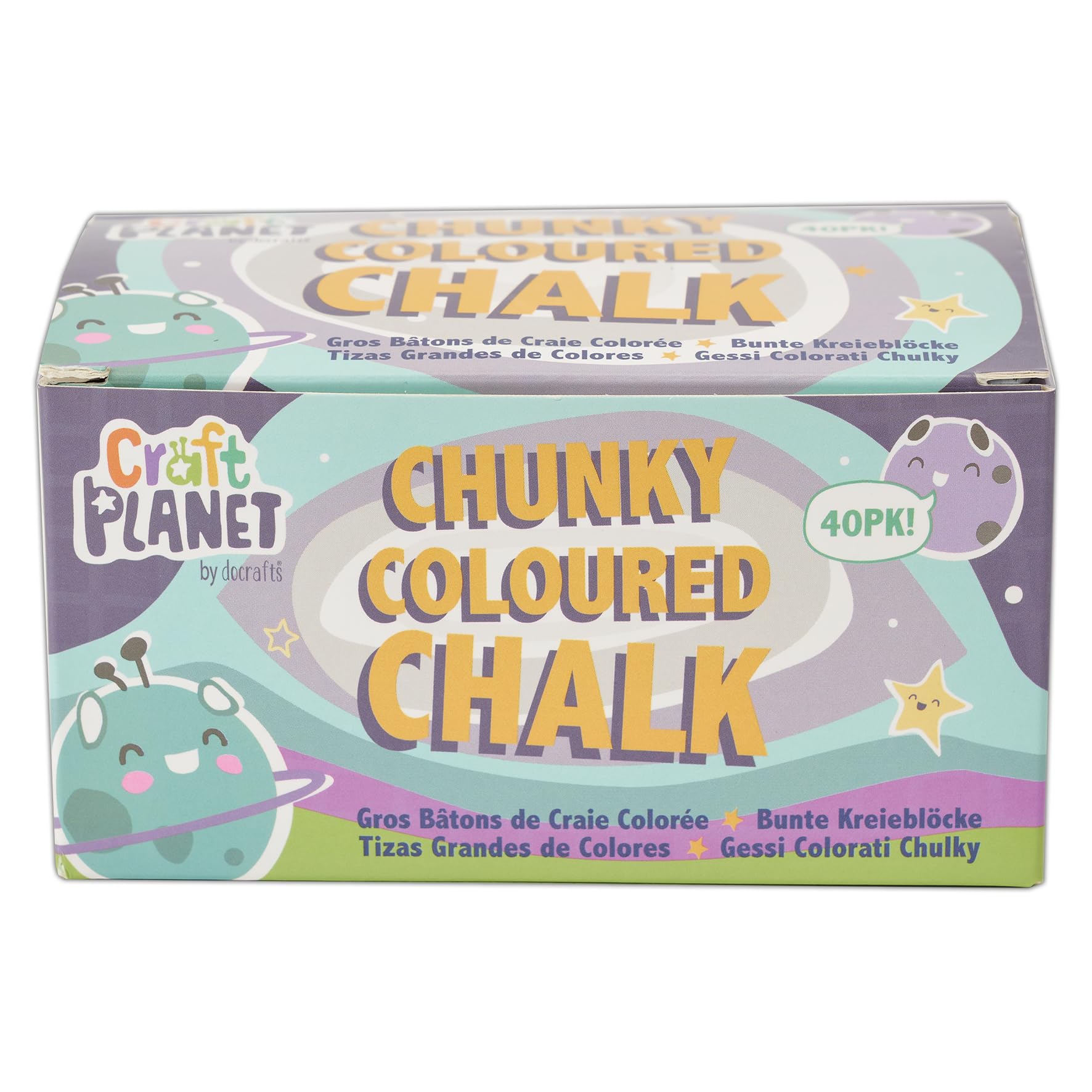 Craft Planet Chunky Chalk, Multicoloured, Pack of 40, Art & Craft Fun, Kids, Drawing, Pavement, Playground, School, Home, Garden, Games, Paper