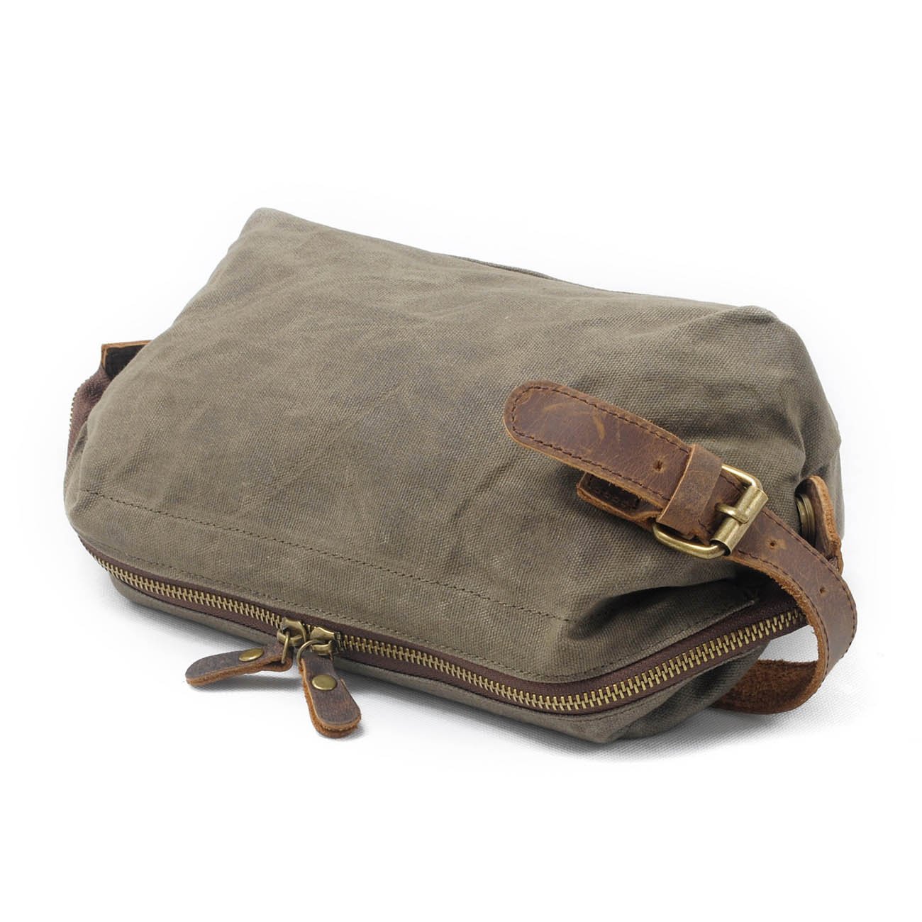 Neuleben Borsa da toilette impermeabile vintage in pelle per donne e uomini Borsa da toilette per viaggi vacanze