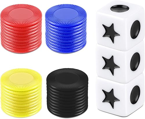 Ouligay Juego de dados de centro izquierdo y derecho, juego de dados LRC con 3 dados y 40 dados de fichas de colores para centro izquierdo y
