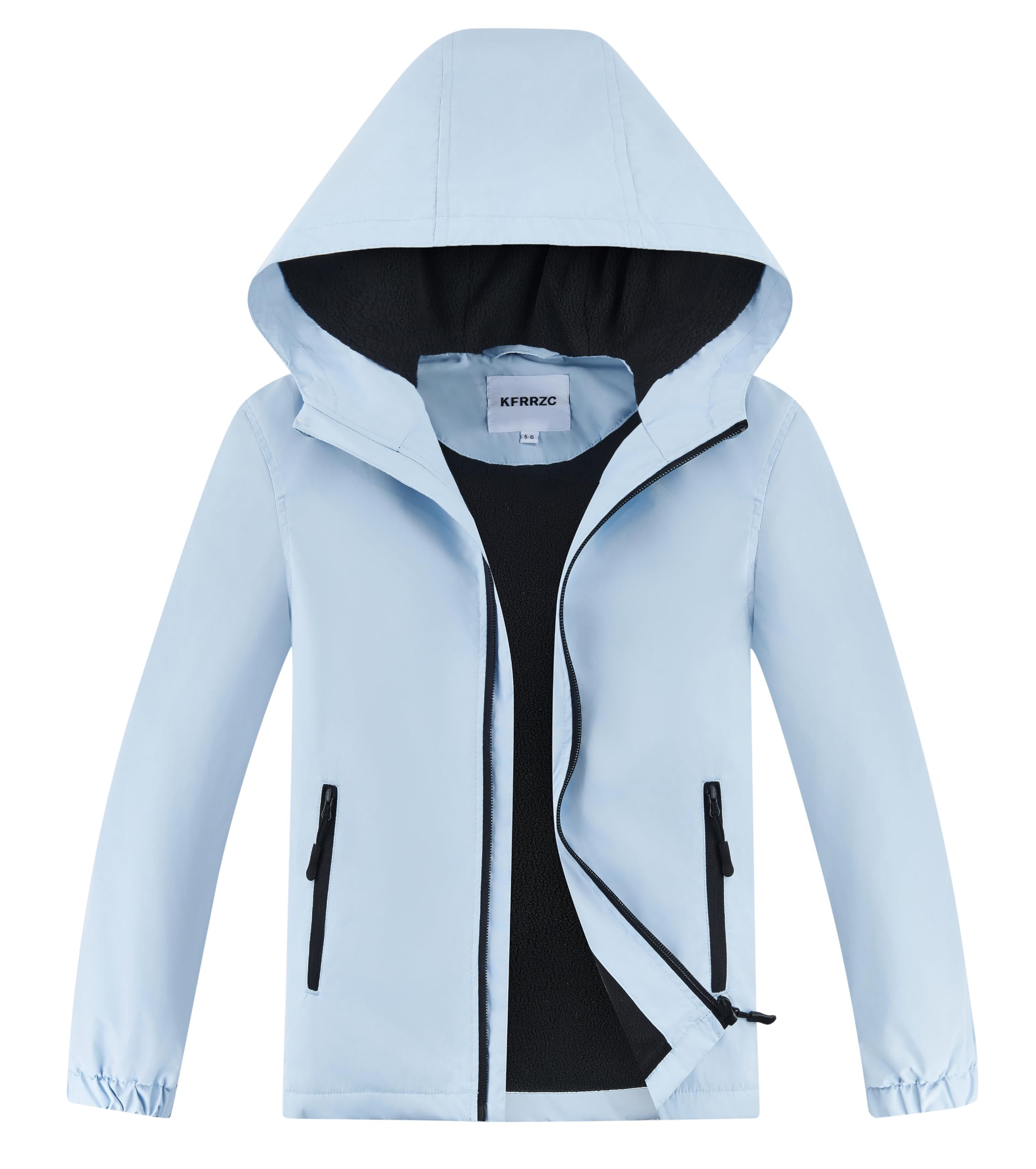 Boys Girls Waterproof Hooded Jackets Fleece Lined Rain Jackets