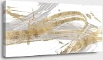 Canvas Prints Abstract Wall Art Print Paintings Grey and Golden Line Stretched Canvas Wooden Framed for Living Room Bedroom and Office Bathroom Office Abstrct Wall Decor Modern Pictures For Home Decor Artwork 20”x 40”(50x100CM)